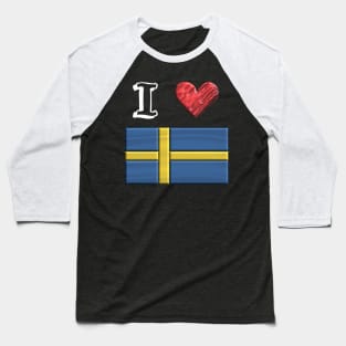 I love Flag from Schweden Baseball T-Shirt